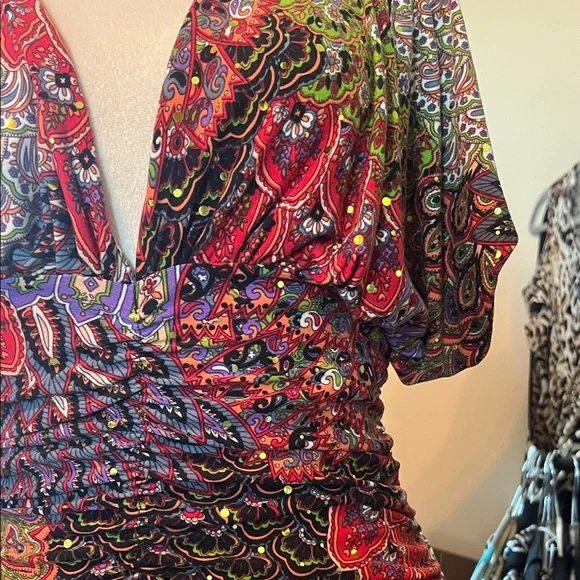 Boston Proper Black Multicolor Paisley Blouse - Picture 2 of 8